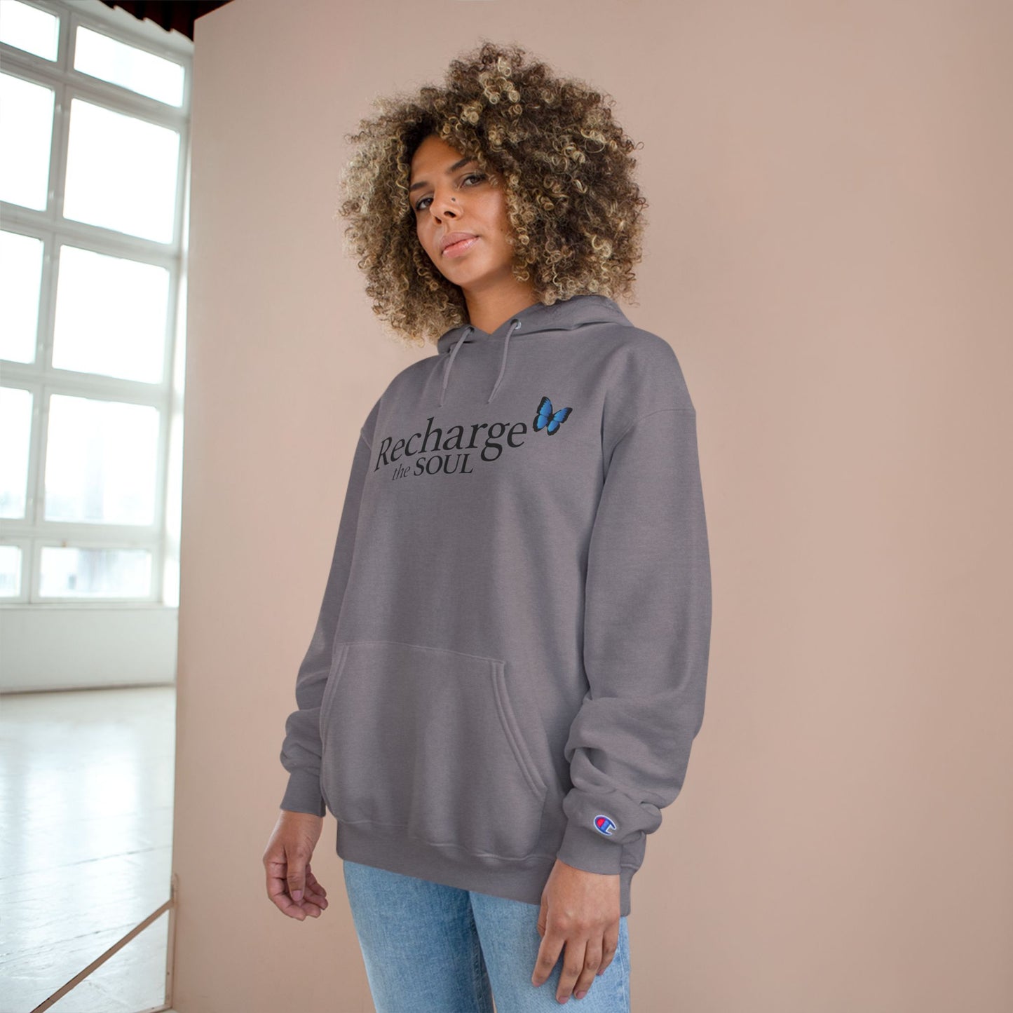 Recharge the Soul Hoodie, Inspirational Sweatshirt, Cozy Gift for Her, Self-Care Apparel, Relaxation Hoodie, Mindfulness Clothing