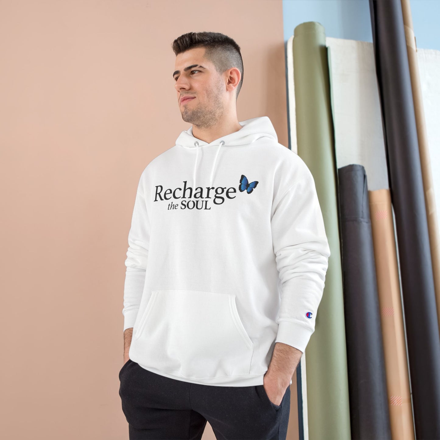 Recharge the Soul Hoodie, Inspirational Sweatshirt, Cozy Gift for Her, Self-Care Apparel, Relaxation Hoodie, Mindfulness Clothing