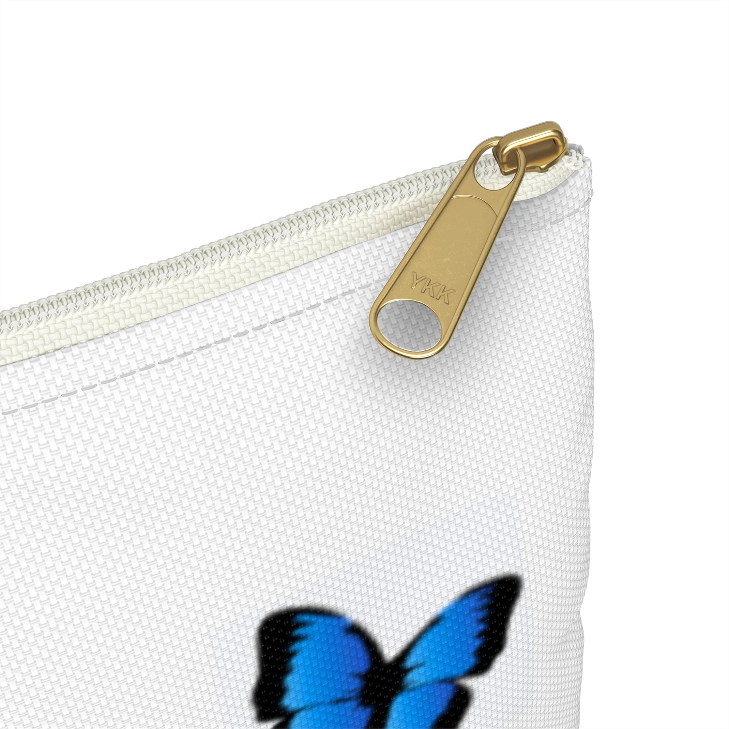 Accessory Pouch — "Recharge the Soul" Inspirational Zipper Pouch with Blue Butterfly
