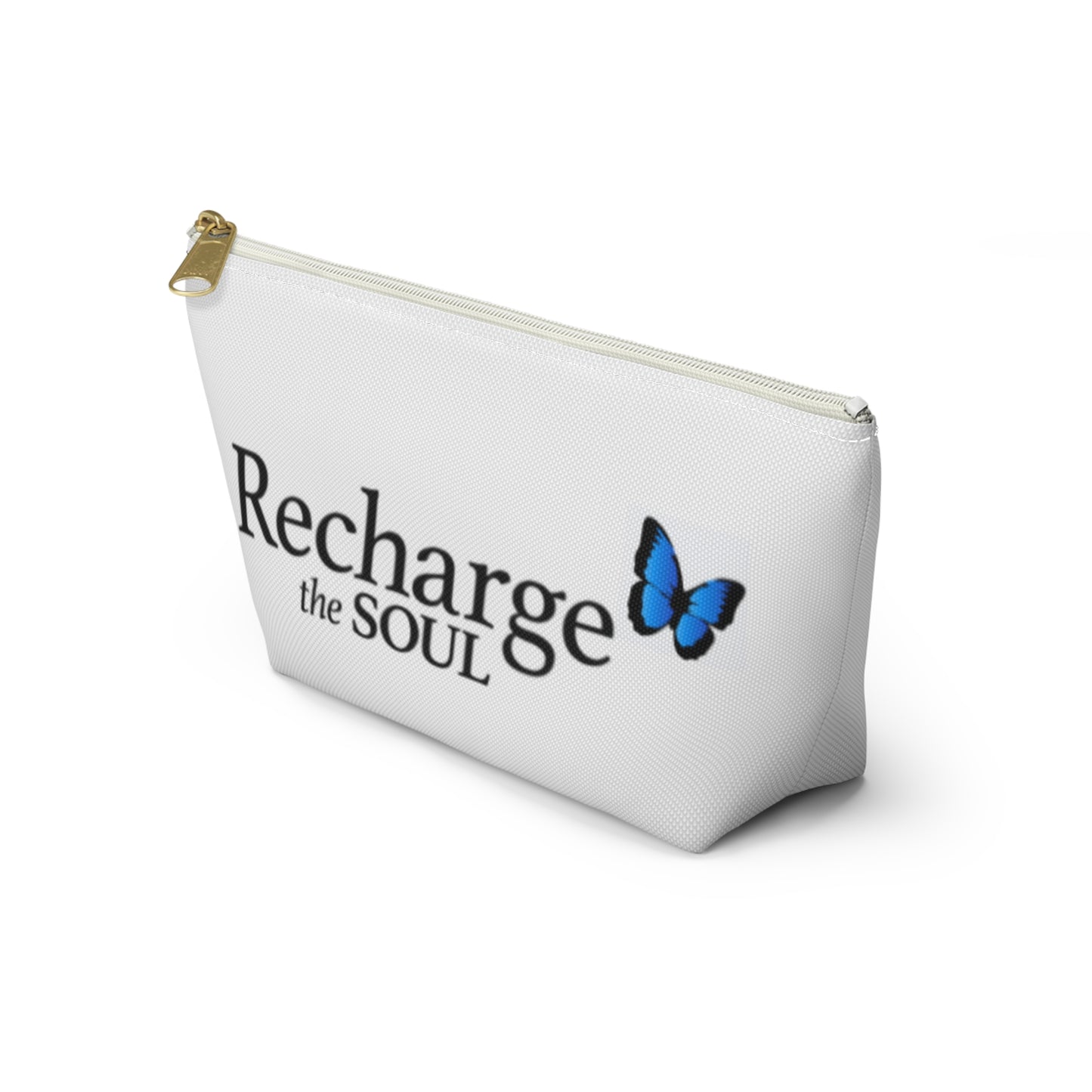 Recharge the Soul Accessory Pouch — Inspirational Makeup Bag with Butterfly Accent