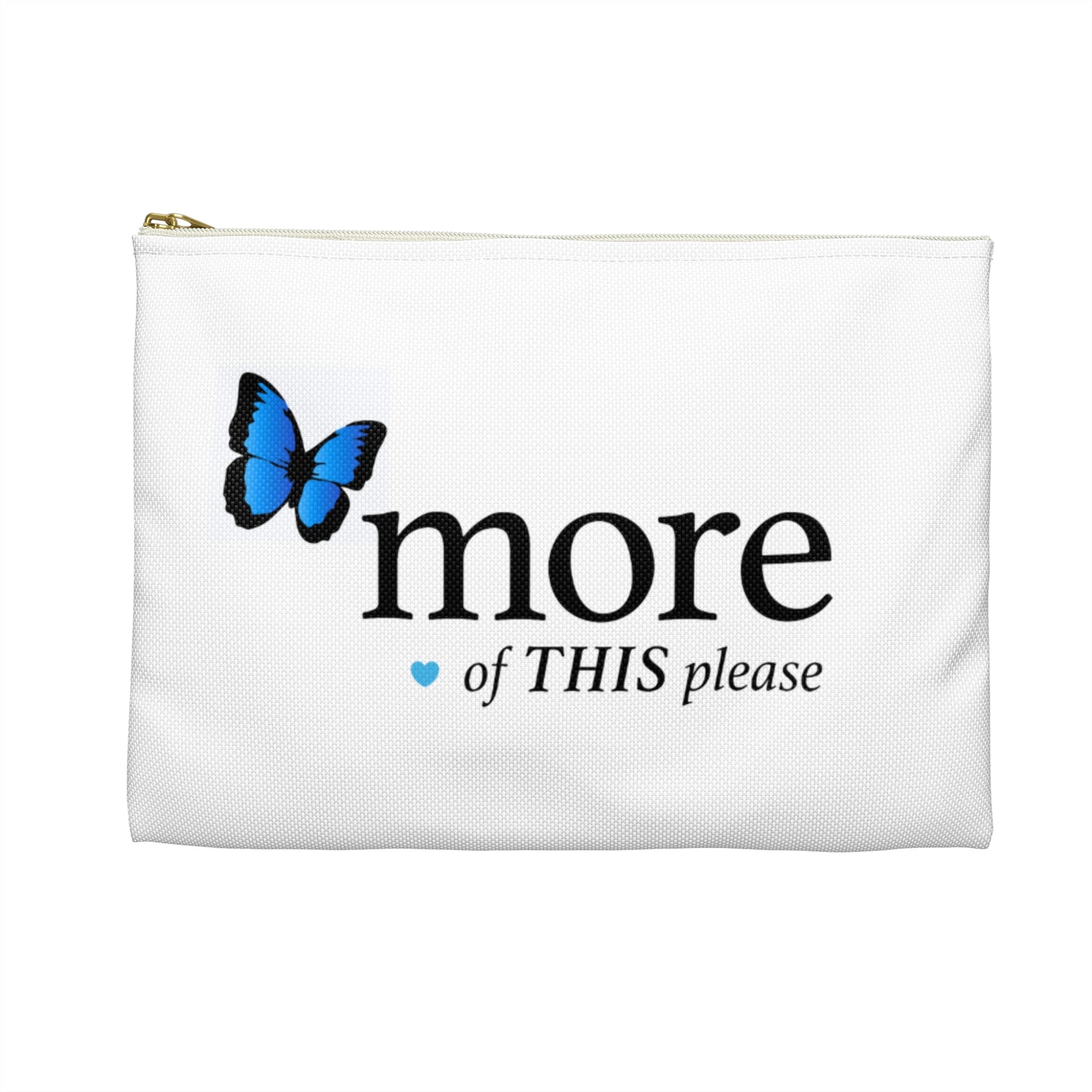 Accessory Pouch — "Recharge the Soul" Inspirational Zipper Pouch with Blue Butterfly