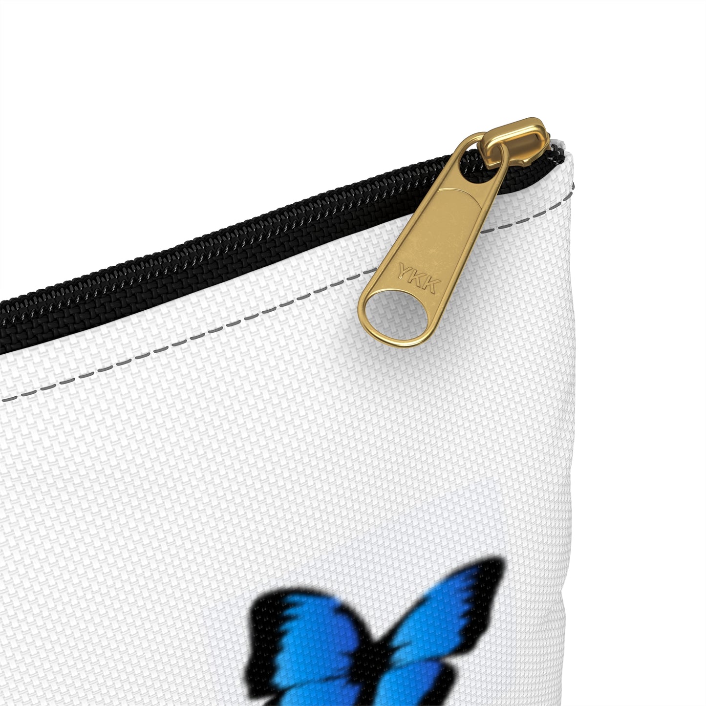 Accessory Pouch — "Recharge the Soul" Inspirational Zipper Pouch with Blue Butterfly