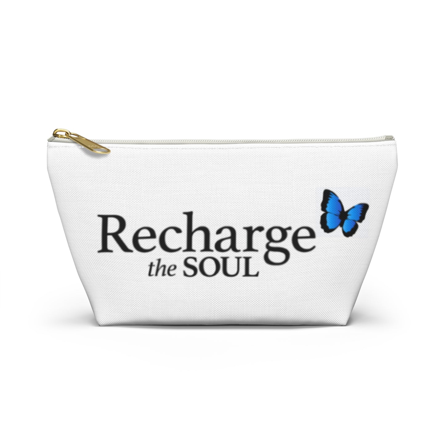 Recharge the Soul Accessory Pouch — Inspirational Makeup Bag with Butterfly Accent
