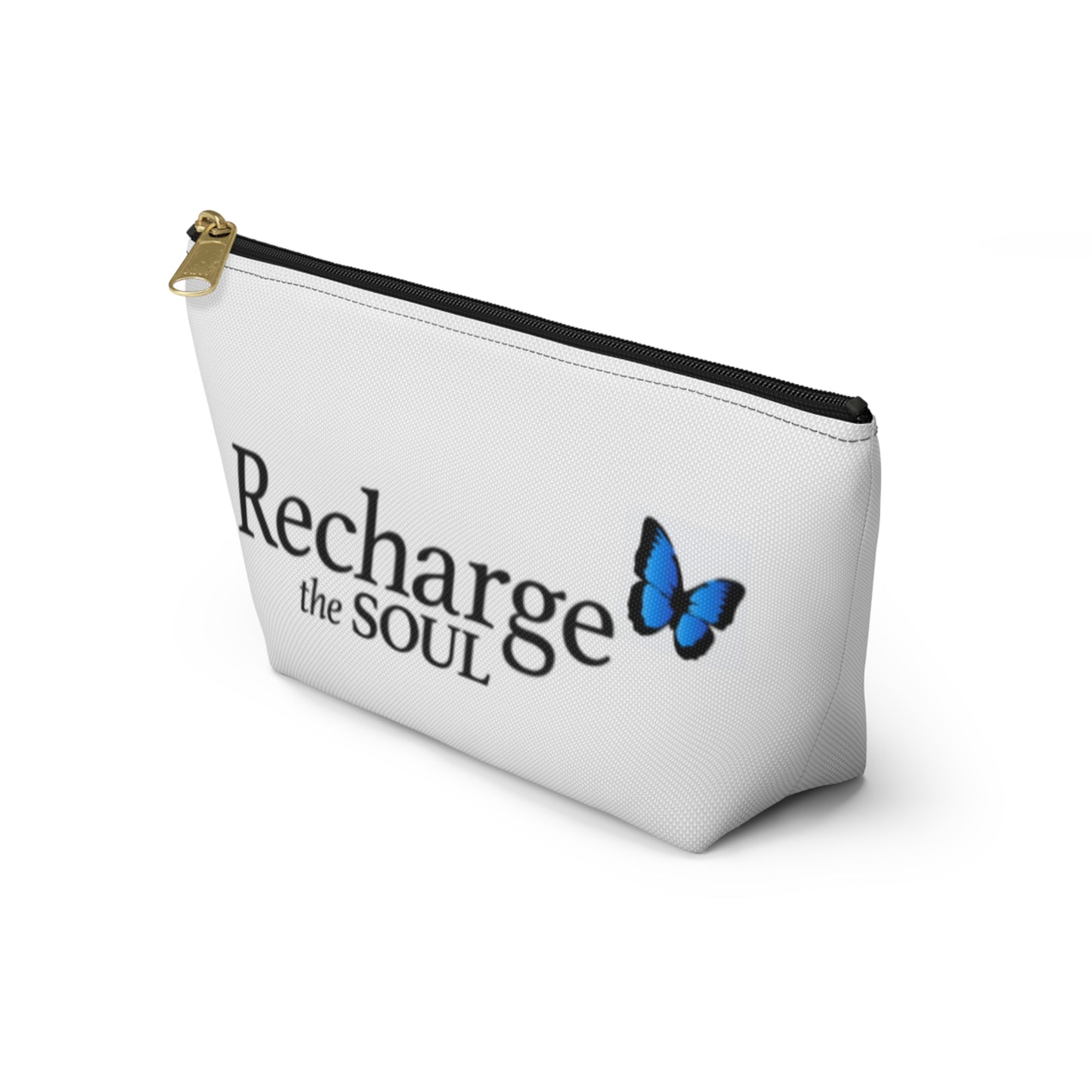 Recharge the Soul Accessory Pouch — Inspirational Makeup Bag with Butterfly Accent
