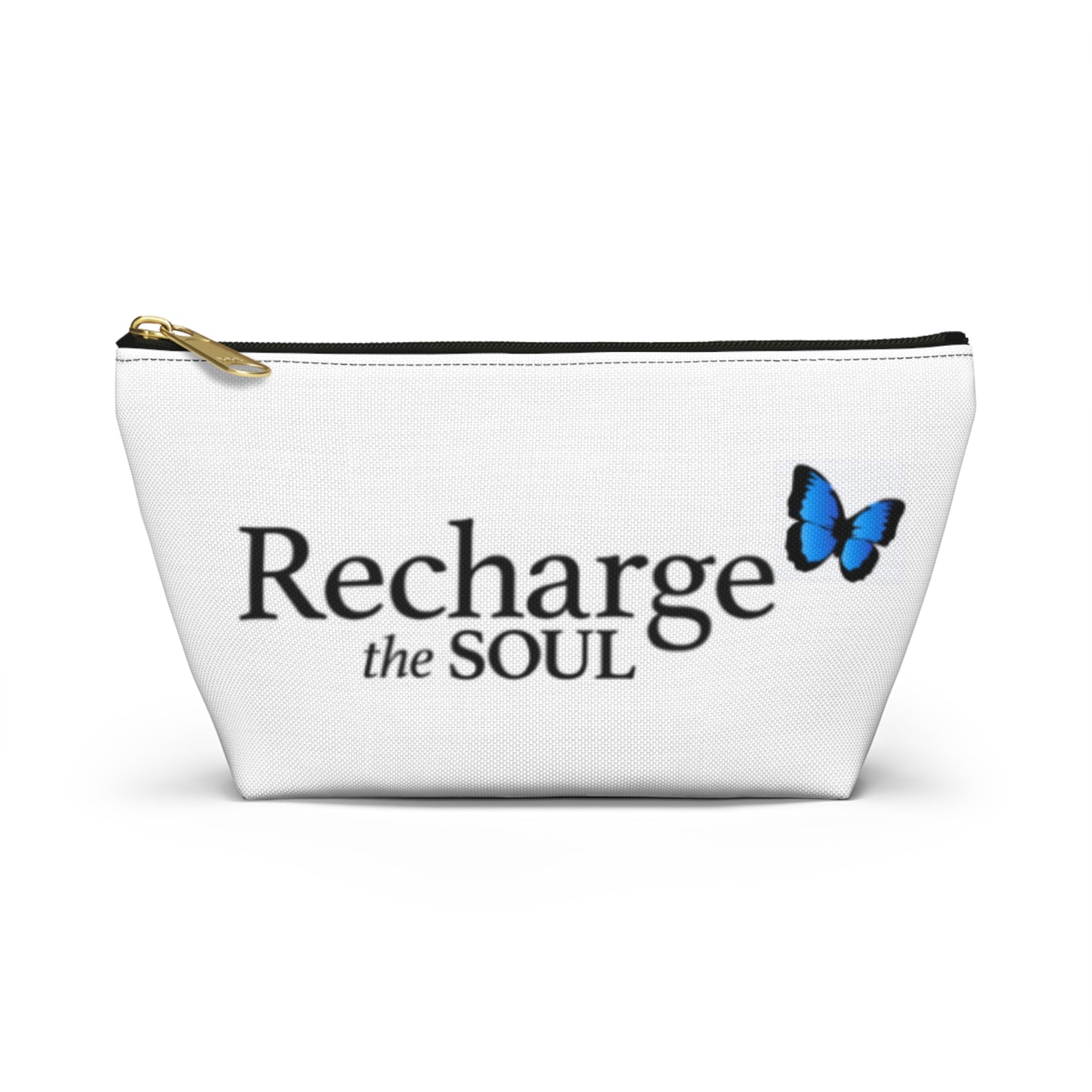 Recharge the Soul Accessory Pouch — Inspirational Makeup Bag with Butterfly Accent