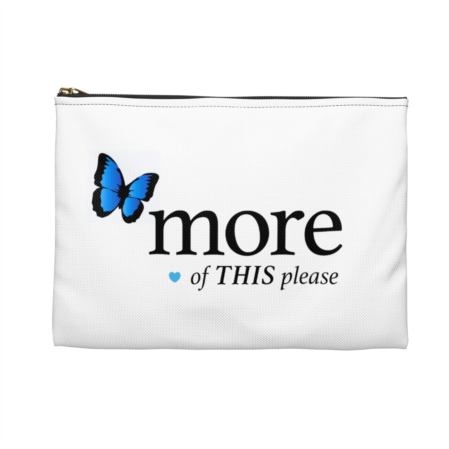 Accessory Pouch — "Recharge the Soul" Inspirational Zipper Pouch with Blue Butterfly